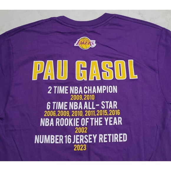 Pau Gasol LA Lakers Mitchell & Ness NBA Career Stats Champion Purple Small NWT - Picture 11 of 11